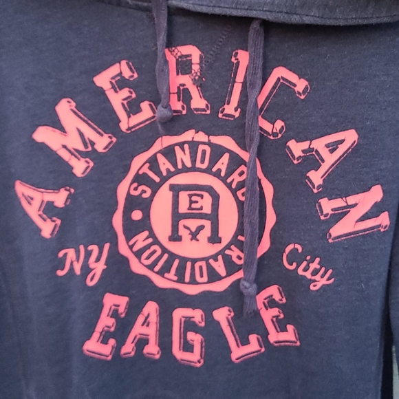 Hoodie Sweatshirt in Navy Blue & Coral Color - Picture 2 of 3